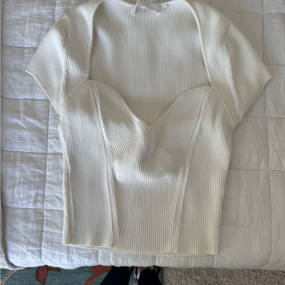Astr Ivory Ribbed Bodysuit